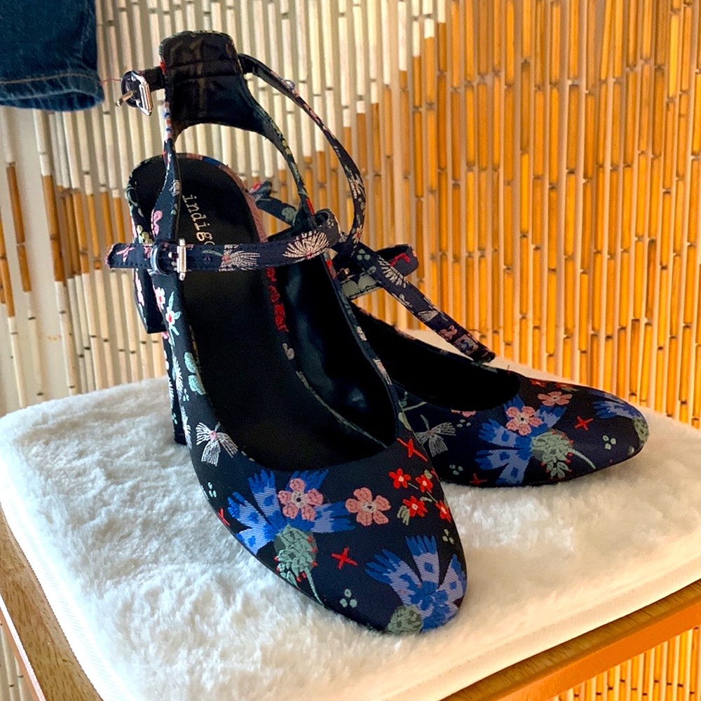 Japanese floral block heels